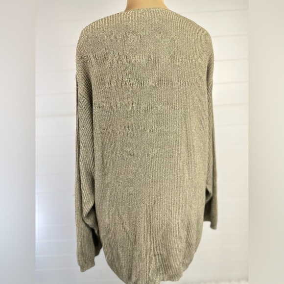 DKNY Linen Blend Loose-knit Button Down Oversized Slouchy Tan Cardigan Size L - Picture 5 of 10